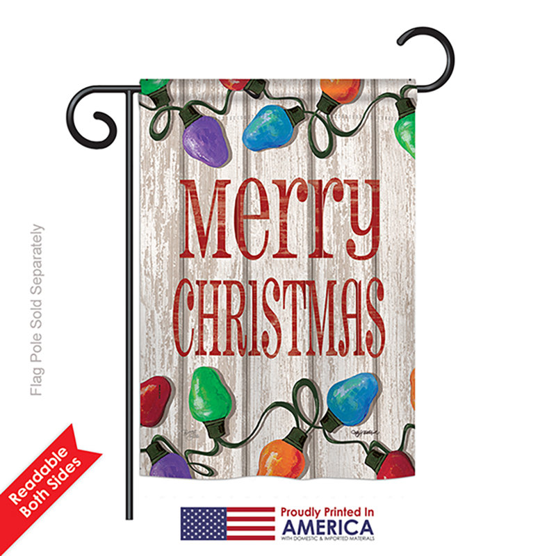 Drapeau de jardin Datev Bright Merry Christmas, Rouge pâle, Polyester
