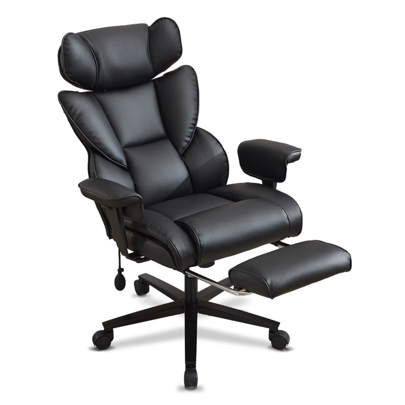 Fauteuil de bureau ergonomique pour joueur avec soutien lombaire et appui-tête réglables en hauteur