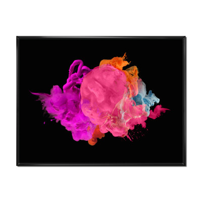 Fuchia et encre rose sur fond noir - peinture sur toile