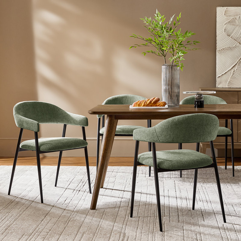 Remedios Modern Dinning Chair With Metal Legs (Set Of 4), 4, Moss