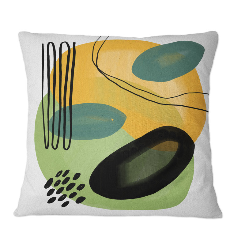 Colorful Minimal Shapes VII - Coussin décoratif à imprimé moderne, 16 po x 16 po
