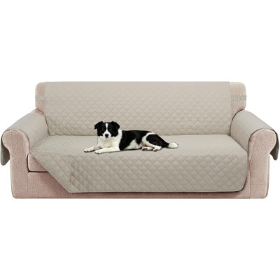 Reversible Quilted Sofa Cover, Water-Repellent Couch Protector with Elastic Straps and Non-Slip Anchors, Washable Pet Furniture Cover