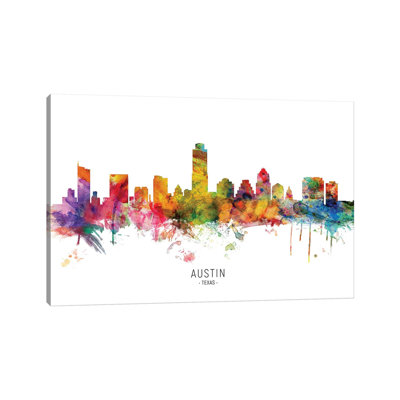 «Austin Texas Skyline» par Michael Tompsett - peinture sur toile tendue