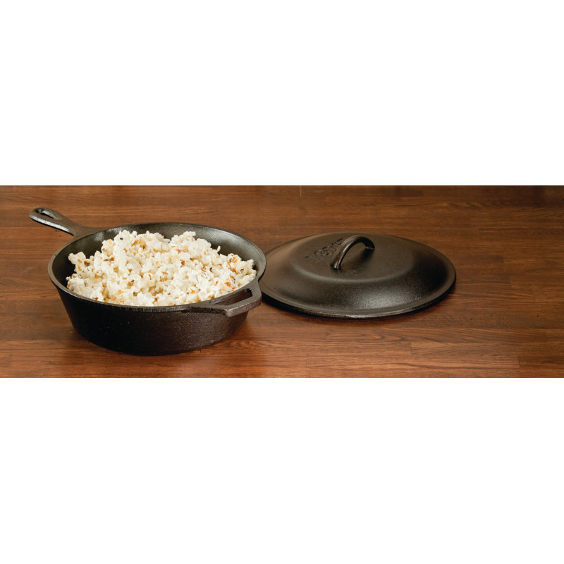 Black Cast Iron 3.2 Qt Round Skillet with Lid