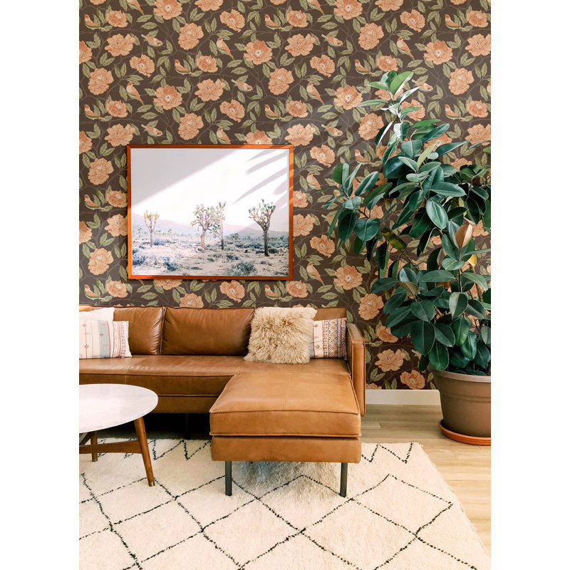Papier peint Betsey Moss Rosebush, Brun