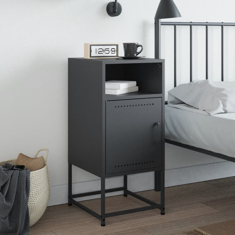 Rahkia 36cm W Steel Bedside Table, Anthracite