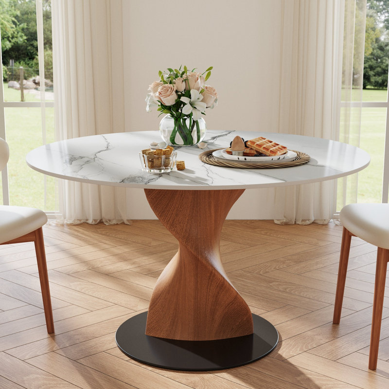 Table bistro Bistro, H 29,53 po x l 43 po x P 43 po, Neige brillant / noyer