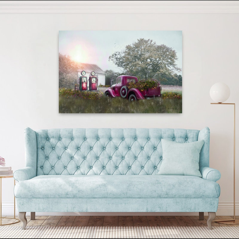 «Country Gas Station», art mural rétro vintage fantaisiste, H 40 po x l 60 po