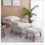 Chaise d'appoint avec repose-pieds, fauteuil en tissu avec pieds en bois et dossier réglable