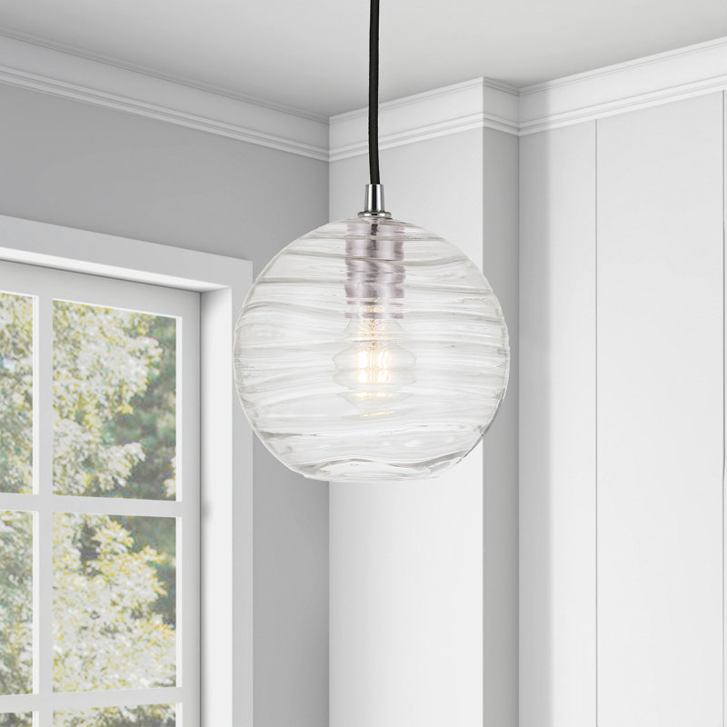 Luminaire suspendu sphérique à 1 lumière Charina, Nickel poli