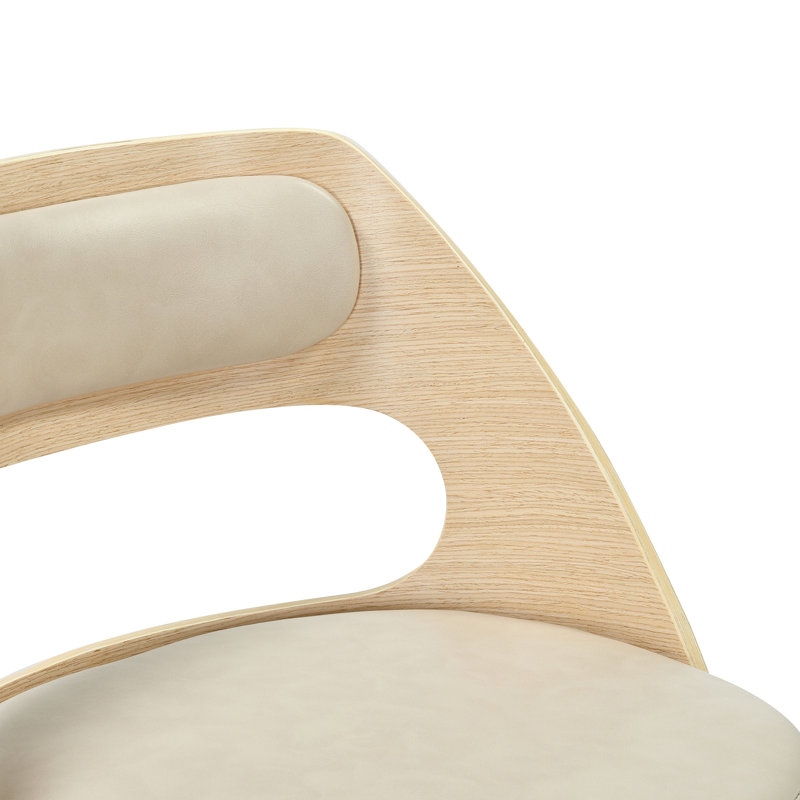 Julius Swivel Bar & Counter Stool With Curved Back, Upholstered Seat, And Layered Hardwood Frame