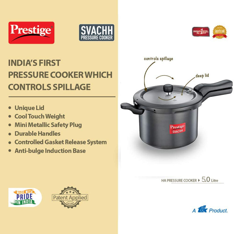 Prestige Svachh Hard Anodized Pressure Cooker 5 Litre