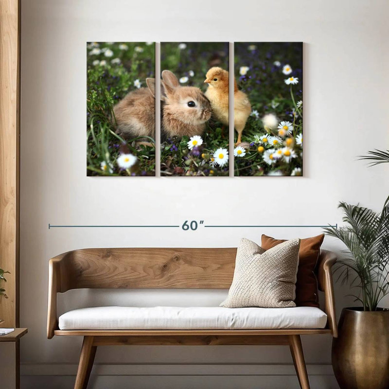 Cute Animals With Chamomile, 28" H x 45" W