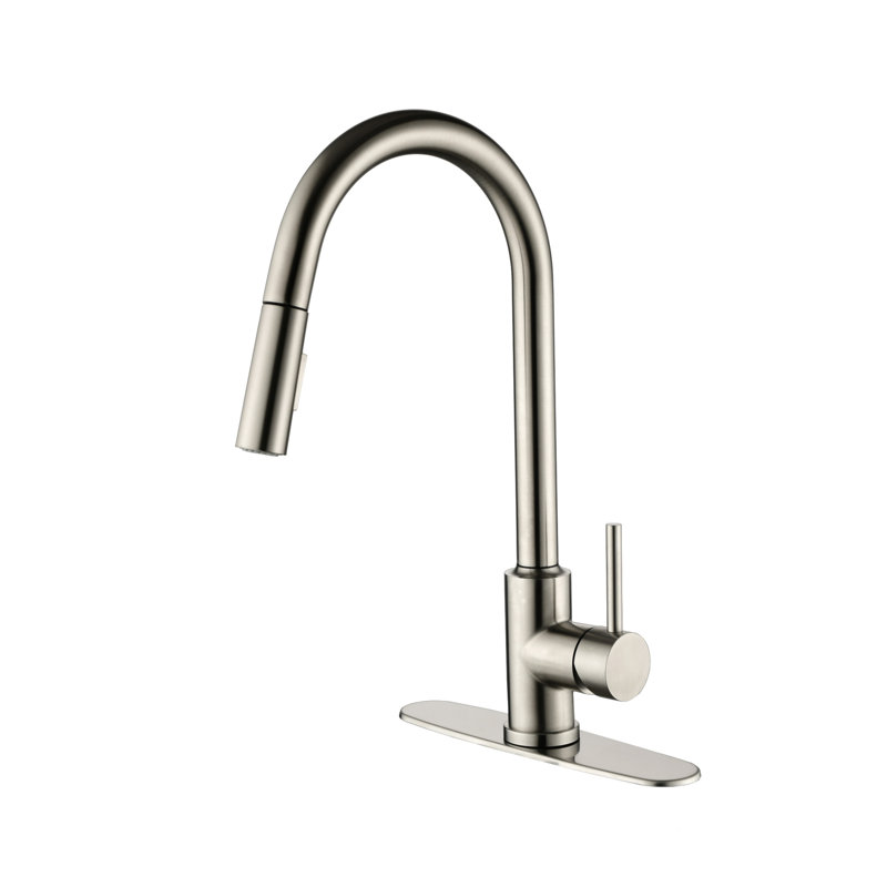 Kitchen Faucet With Pull Down Sprayer, Brushed Nickel