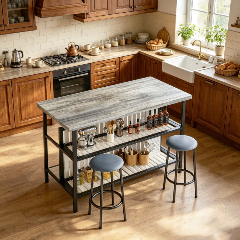 Ensemble de table de bar 3 pièces Modern Modern Rustic, Retro Grey