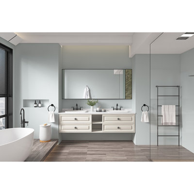 84" Rania Hung Bathroom Vanity Cabinet Fits Double Sinks, Cabinet Only (Countertop and Sinks Not Included)