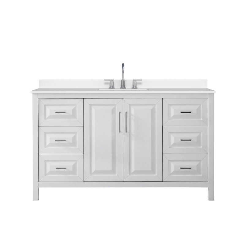 Daria 60'' W Vanity, White, Polished Chrome, Giotto Quartz