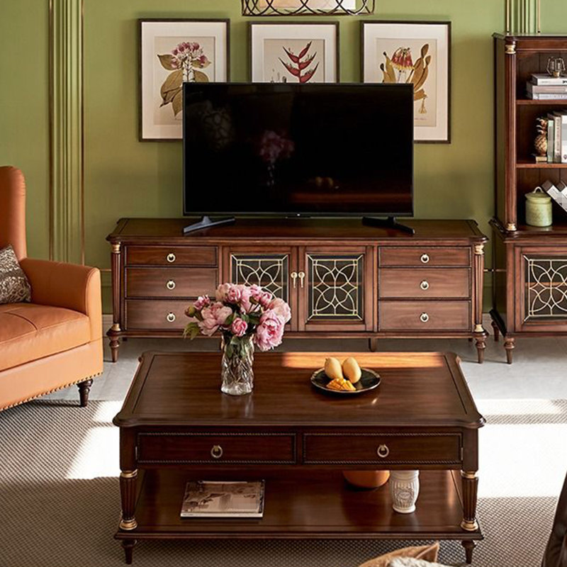 Vintage Coffee Table TV Stand Combination 2 - Piece Living Room Table Set