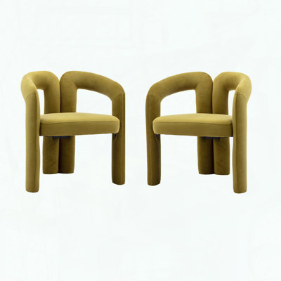 Chaises d'appoint tonneau en velours Contemporary - ensemble de 2