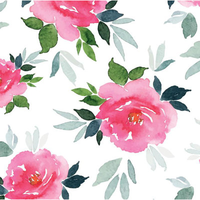 Simoney Peonies Floral Vinyl Wallpaper Roll by Jamie Graney