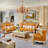 European-style Solid Wood Sofa 81.89'' Leather Loveseat