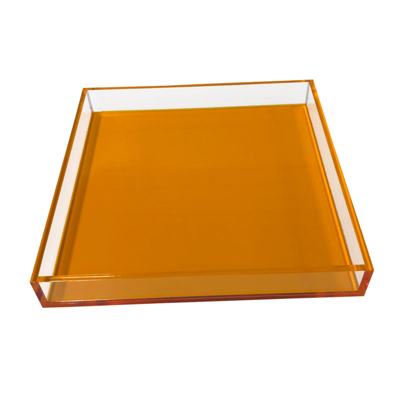 Delaysha Plastic / Acrylic Tray, 1.25" H x 9" W x 9" D, Orange