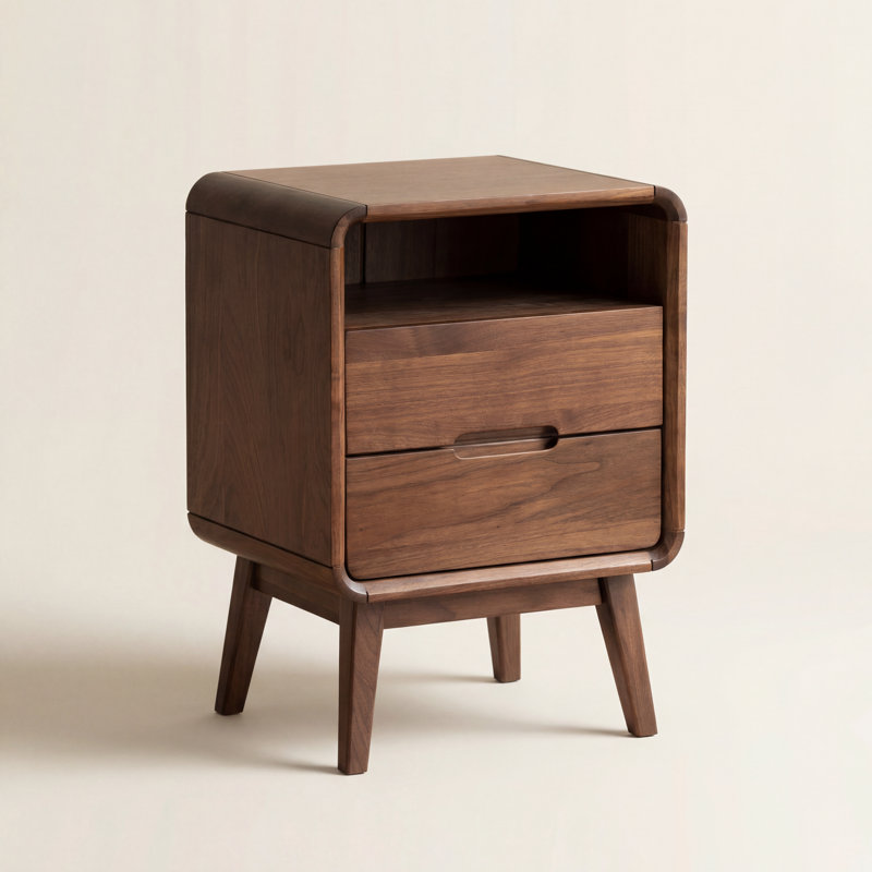 16.5"W Solid Walnut Nightstand, Individual, American Walnut