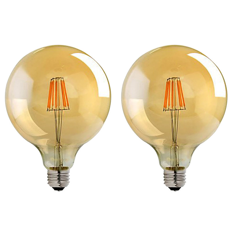 8W E27 Dimmable LED Vintage Edison Globe Light Bulb Amber (Set of 2)