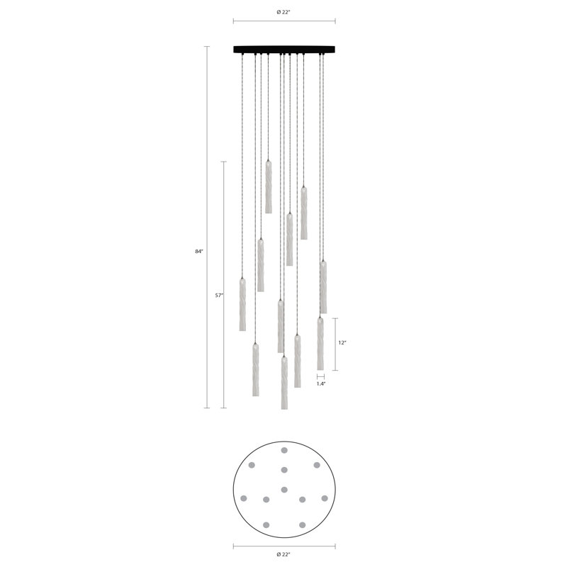 Crystal Falls 11 - Light Pendant, Clear, Brass