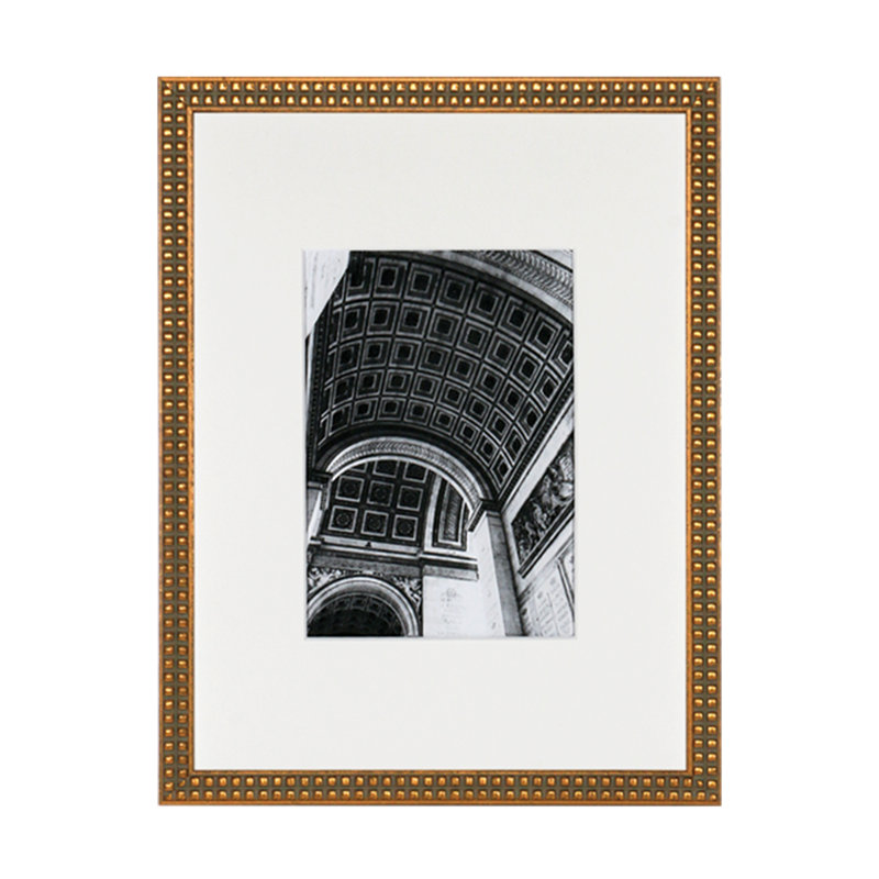 Jessop Wood Beaded Picture Frame - Set of 7 with Mat, Gold