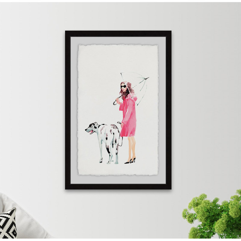 Dog Walking - Single Picture Frame Painting, 61 cm H x 41 cm W
