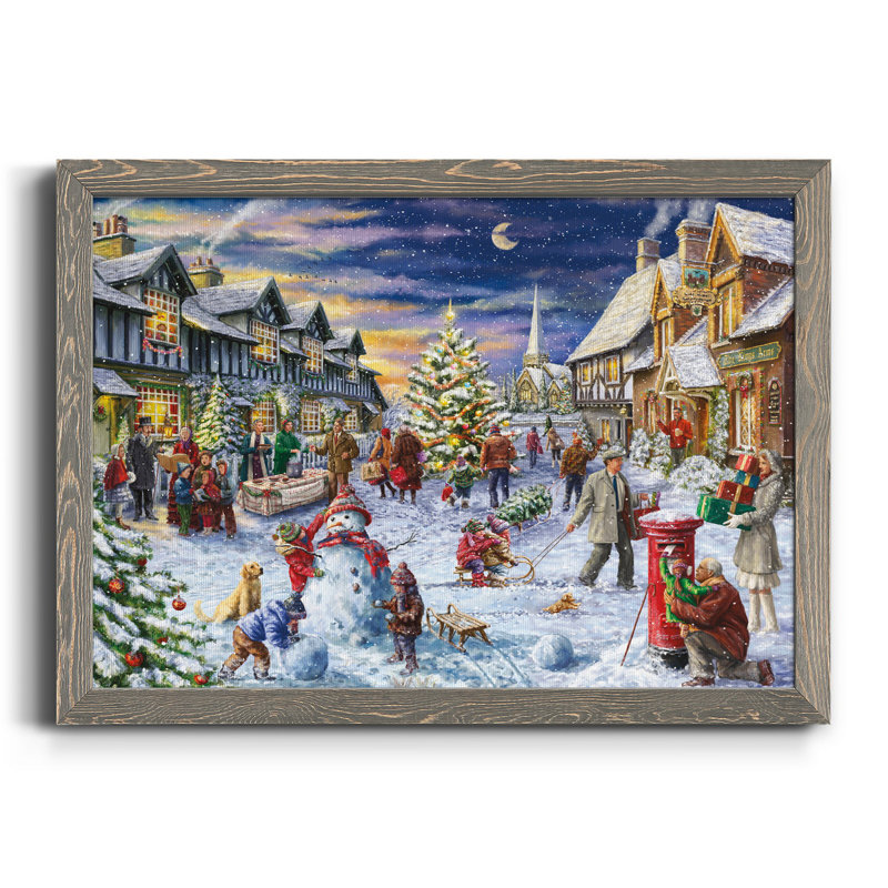 Veille de Noël - reproduction d'art sur toile, H 31 po x l 44 po x P 1 po, Gris