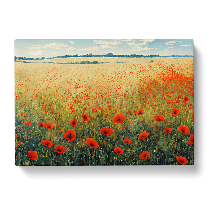 Poppy Field Watercolour Vol.1 - Wrapped Canvas, 35cm H x 50cm W x 3cm D