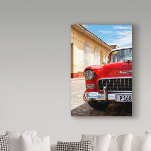 'Cuban Red Car 1955 Chevy' Photographic Print on Wrapped Canvas