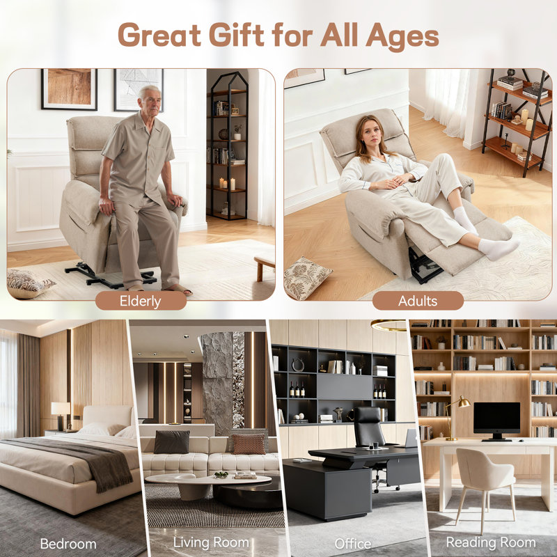 KORSER Power Lift Recliner , Electric Lift Recliner For Elderly , Small Recliner For Small Space, Recliner Chair With Side Pockets 
