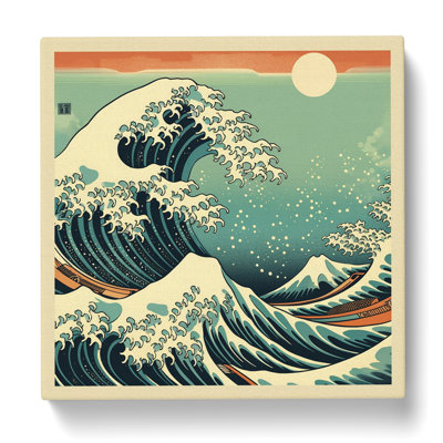 Japanese Wave Art Deco - Wrapped Canvas