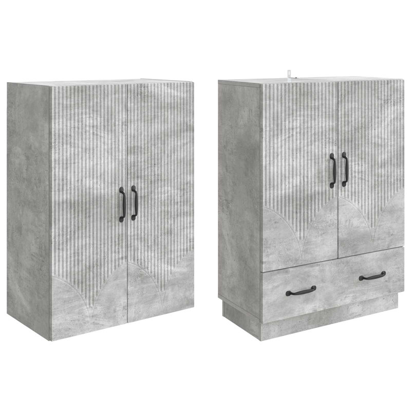 4 -Door 3 Storage Cabinet, Concrete Grey