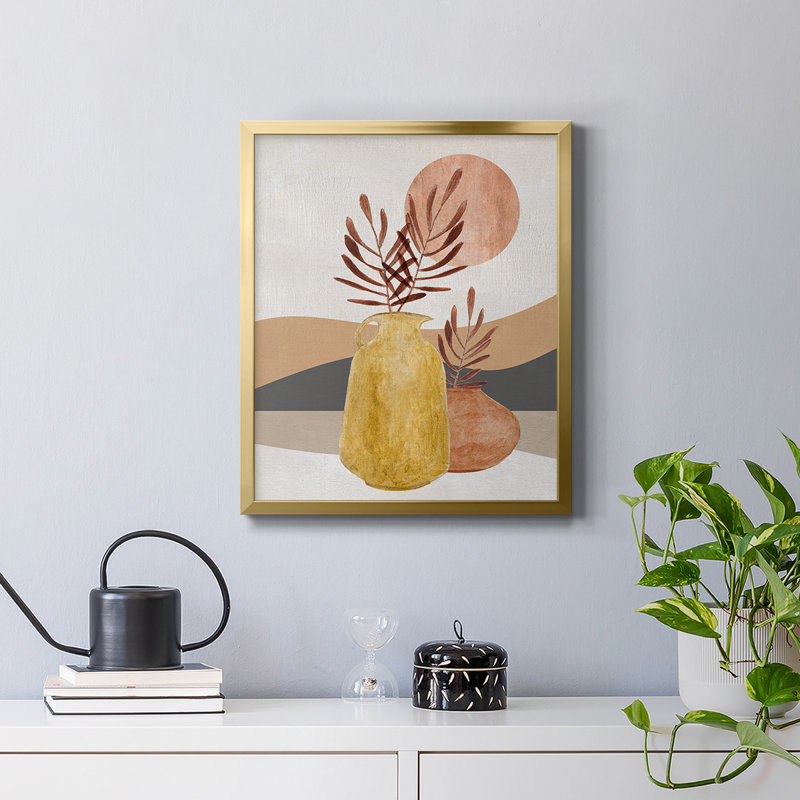 Toile encadrée de qualité supérieure Adobe Moon I - prête à être accrochée, Or, H 20 po x l 16 po