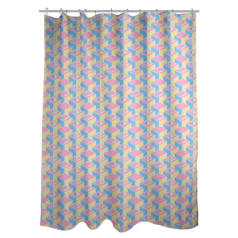 Rideau de douche simple Classic Skyscrapers, Bleu / Rose / Jaune