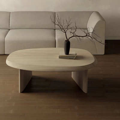 Oval log solid wood end table
