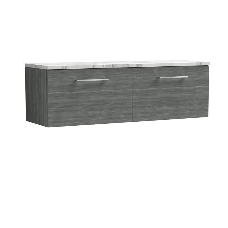 Arno 47.44cm Double Bathroom Vanity Base Only, Anthracite Woodgrain
