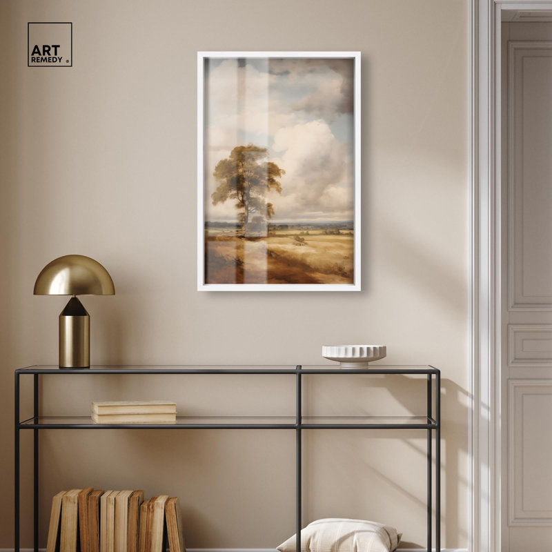 «Golden Field Dream Shadowbox», art côtier classique par Art Remedy, H 31 po x l 21 po, Blanc