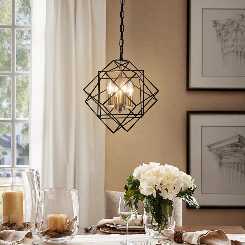4 - Light Dimmable Geometric Chandelier