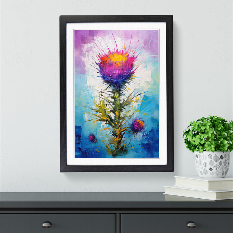 Thistle Abstract No.2 - Single Picture Frame Print on Wood, Black Framed, 34cm H x 25cm W