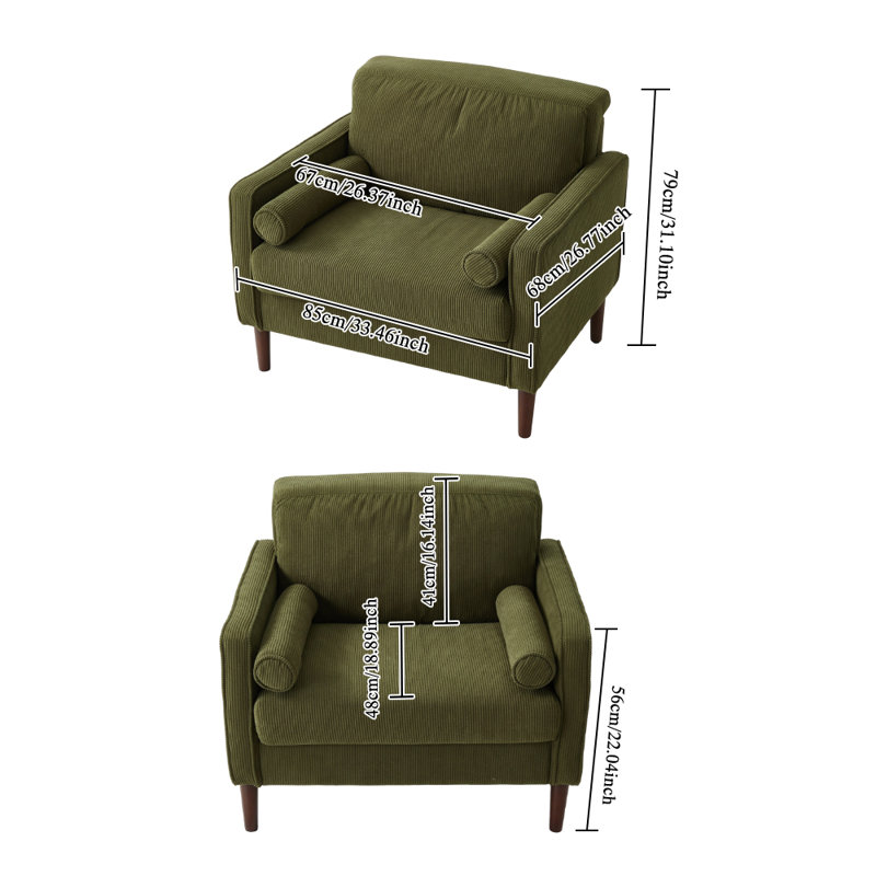 Upholstered Armchair, Green