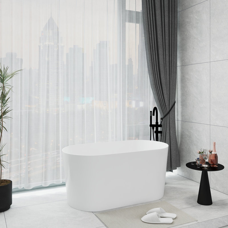Baignoire autoportante ovale en acrylique blanche de 51 pouces, certifiée par CUPC