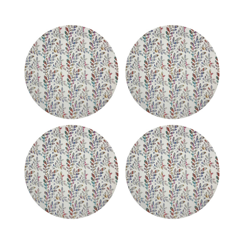 Tuileries Champagne Vegan Leather Round Coasters, Champagne