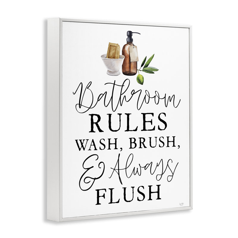 Giclée encadrée Wash Brush & Always Flush, design par Lux + Me Designs, H 14 po x l 11 po, Giclée encadrée blanc bord de mer