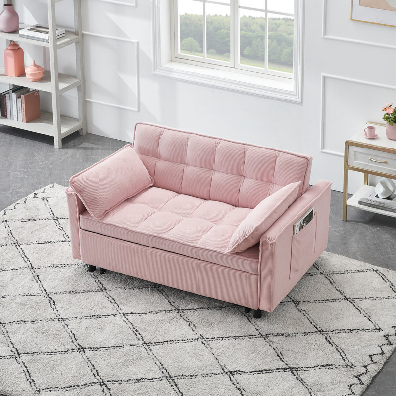 Canapé-lit pliant avec dossier réglable pour accoudoir inclinable, Rose