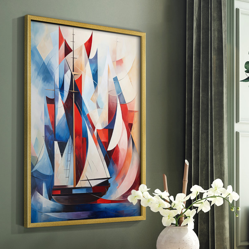 NAUTICAL Series CD III - Reproduction encadrée de qualité supérieure - Prêt à être accroché - Aucun clou requis, Doré
